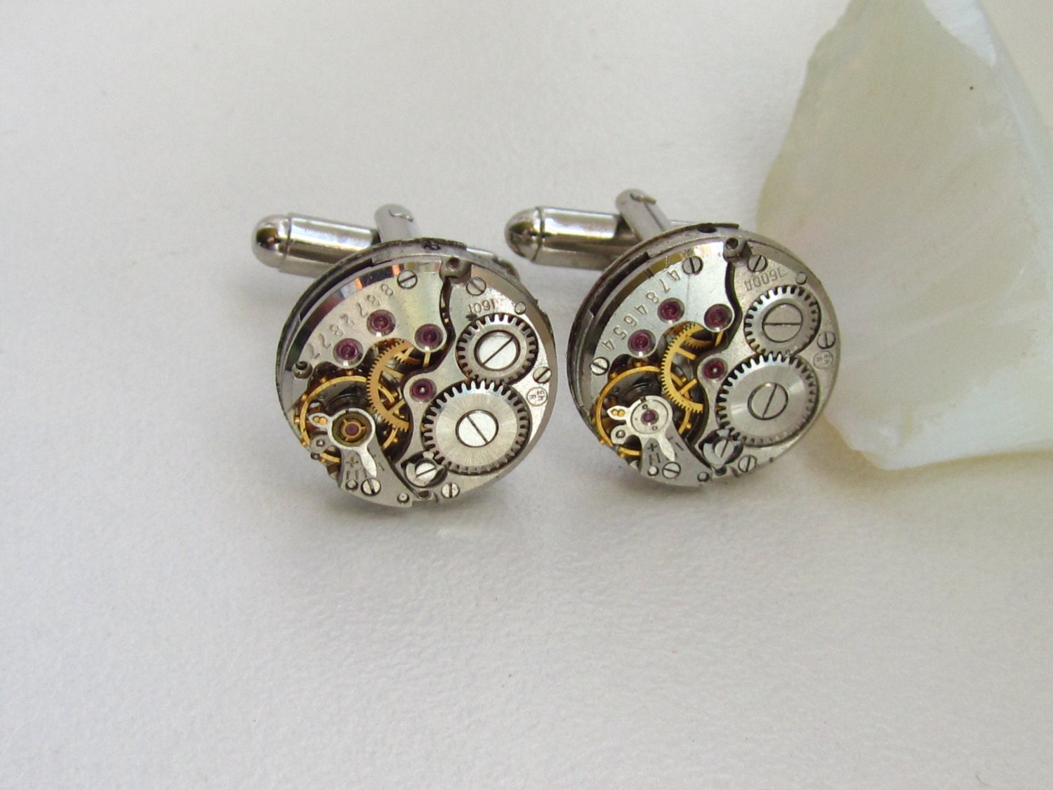 Steampunk Cufflinks with the smallest round vintage by Timewatch