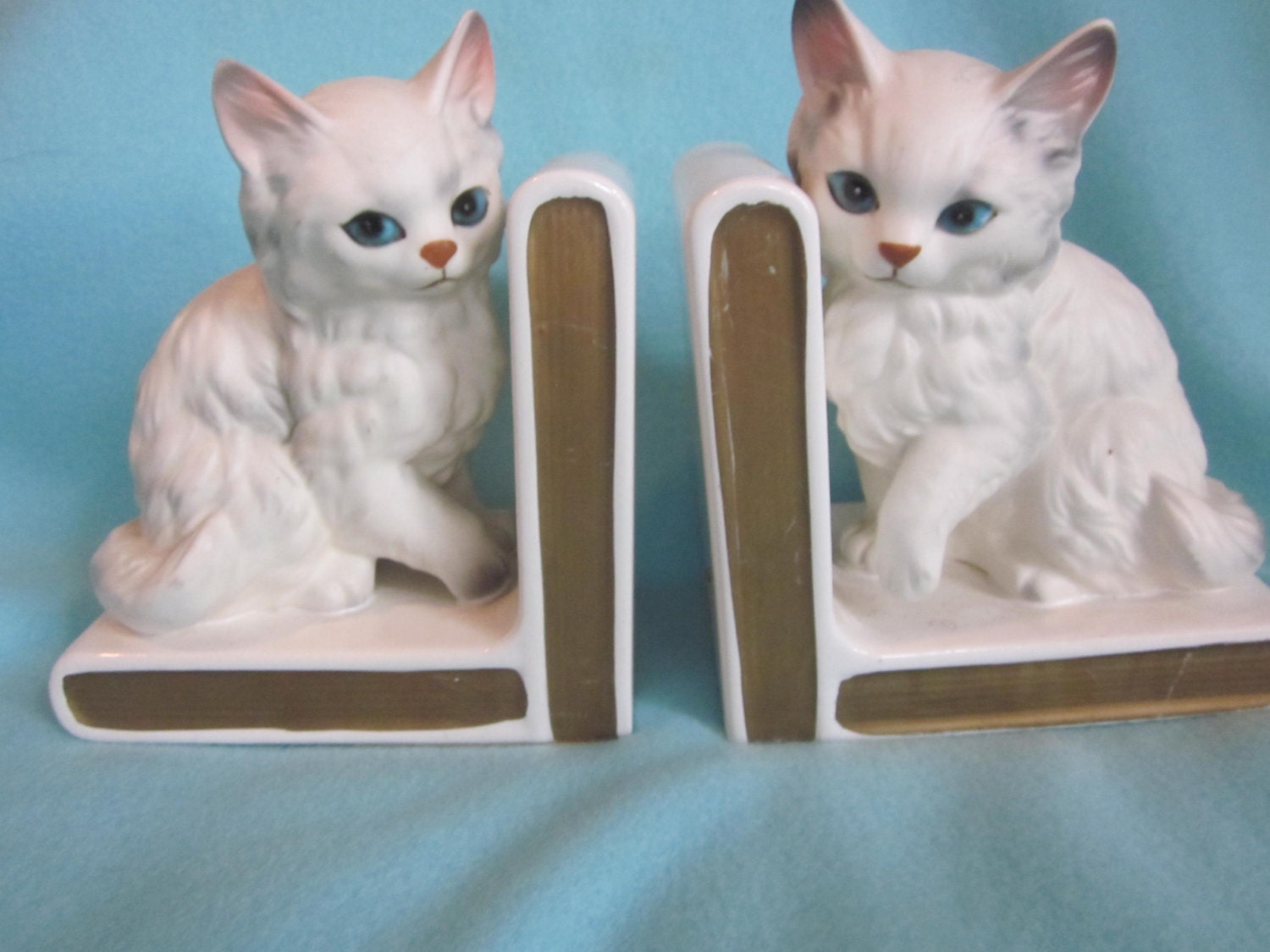 Vintage Cat Bookends 1960's Lefton Shabby Chic Bookends