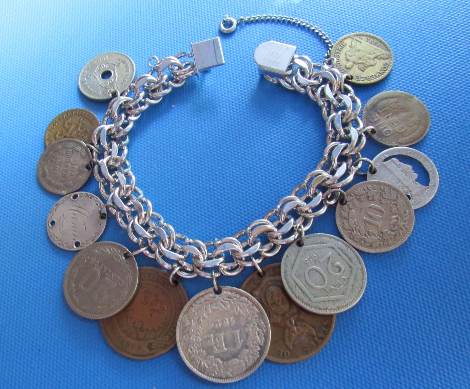 Vintage Sterling Silver Coin Bracelet Mercury Dimes by janasattic