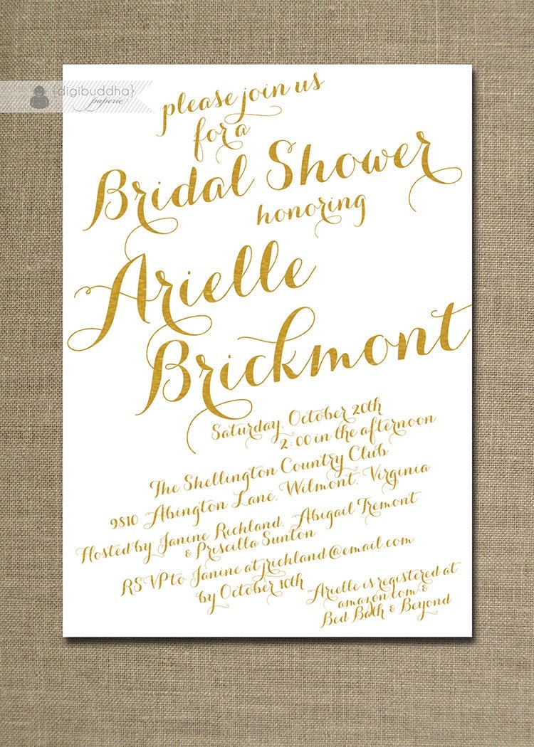 Bridal shower invitations gold