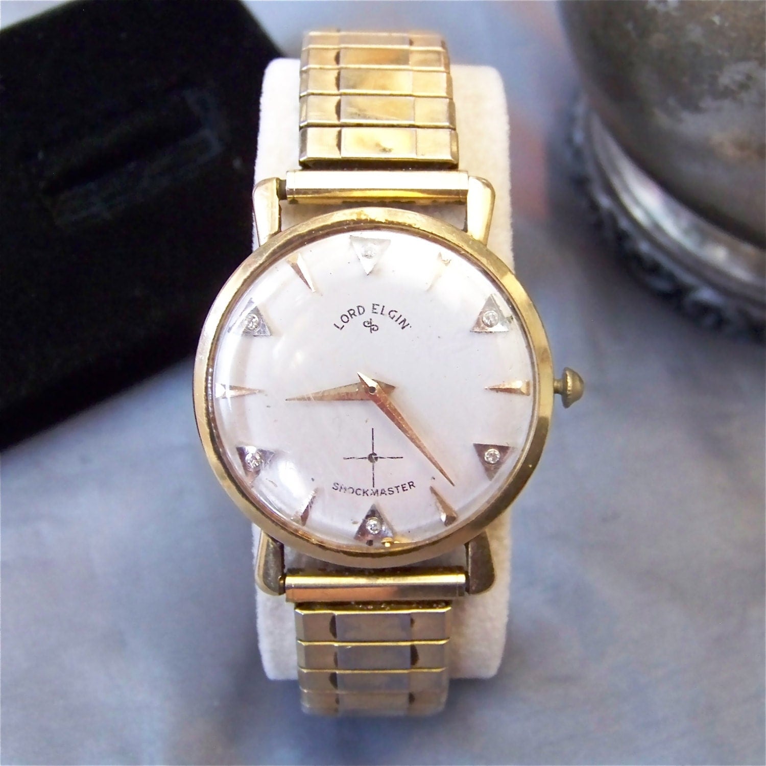 Vintage 14k Solid Gold Lord Elgin Mens Shockmaster Wrist Watch