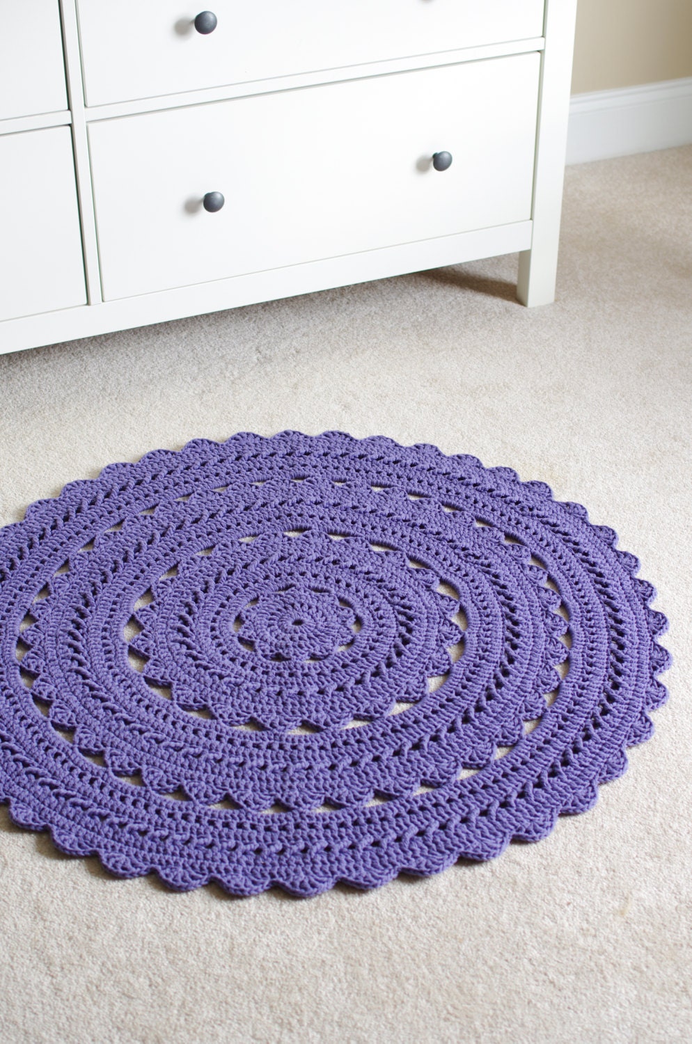 Crochet Doily Rug SARA Plum Round 35 / 89cm