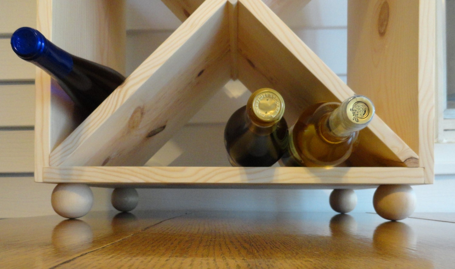 12 Bottle Wood Wine Rack with Legs Counter top Model Natural