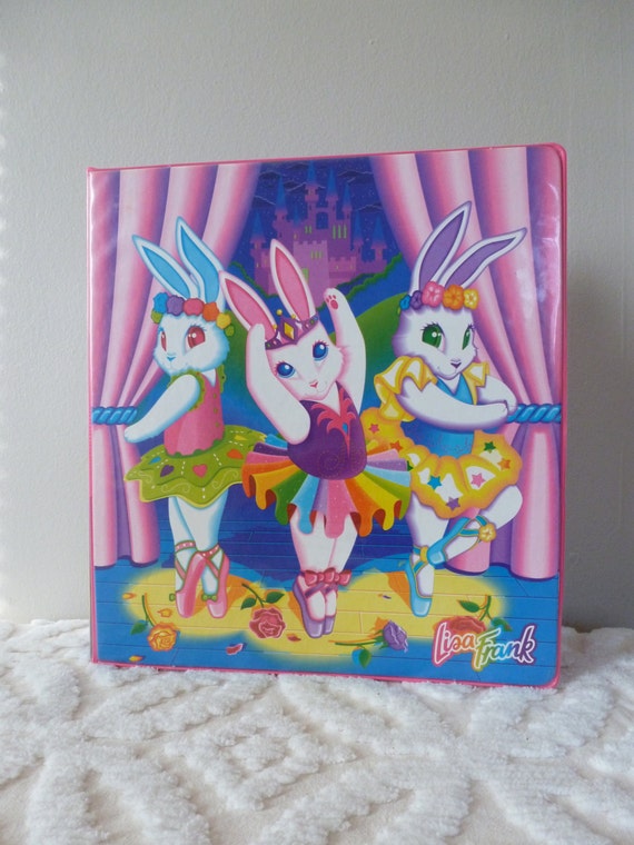 80's Lisa Frank Ballerina Bunny Trapper Keeper Binder