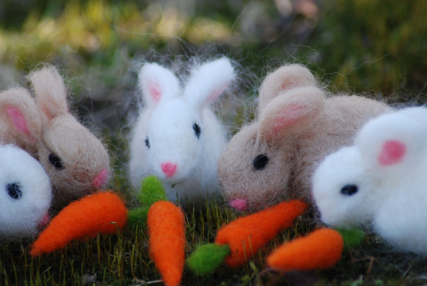 Needle Felted Easter Bunny, Needle Felted Bunny, With 1 Carrot, Easter Bunny, Handmade, Rabbit