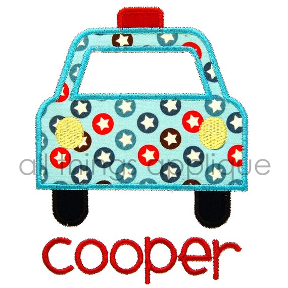 Items similar to Police Car Applique Design Transportation Applique