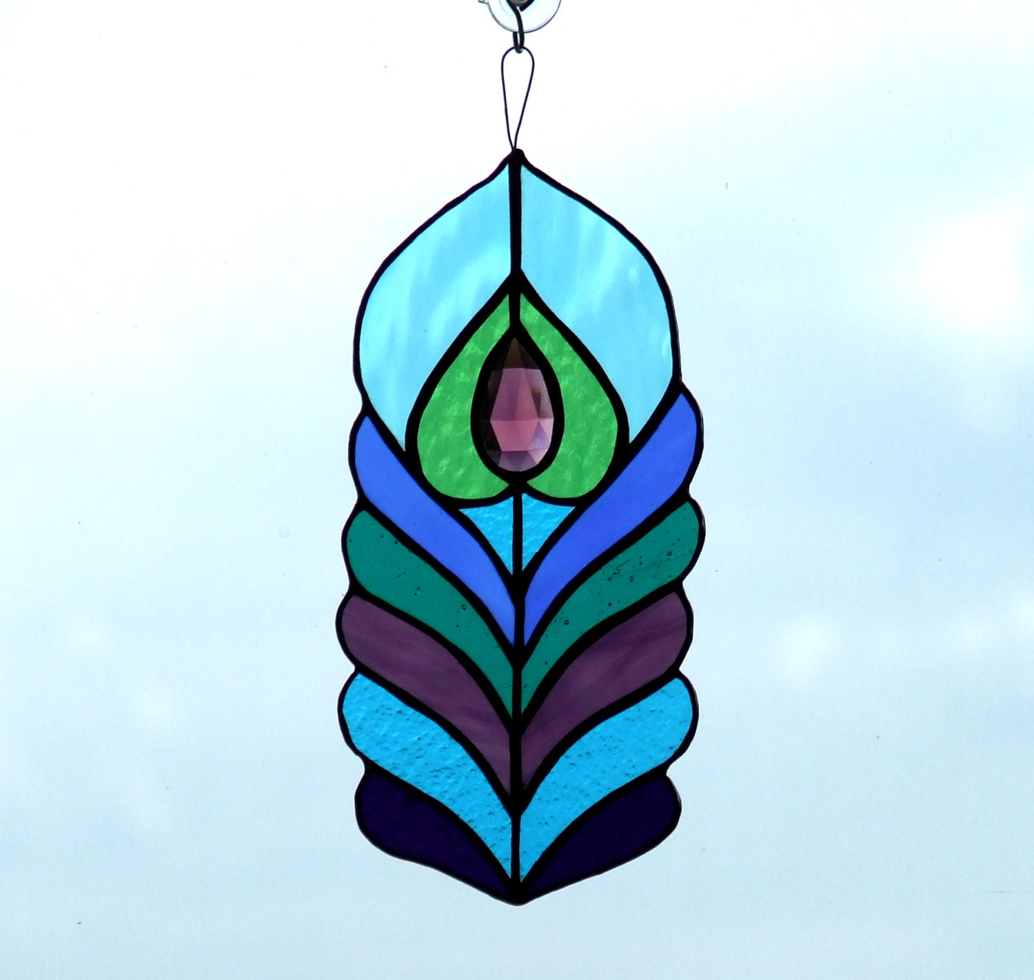 Stained Glass Peacock Feather Suncatcher