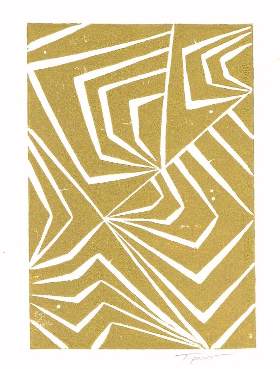 Linocut Print Modern Geometric / 5 x 7 Wall Art / by printwork