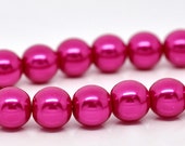 Fuchsia Pearl Beads 10mm 1 Strand 80pcs  Ships Immediately from California - B511