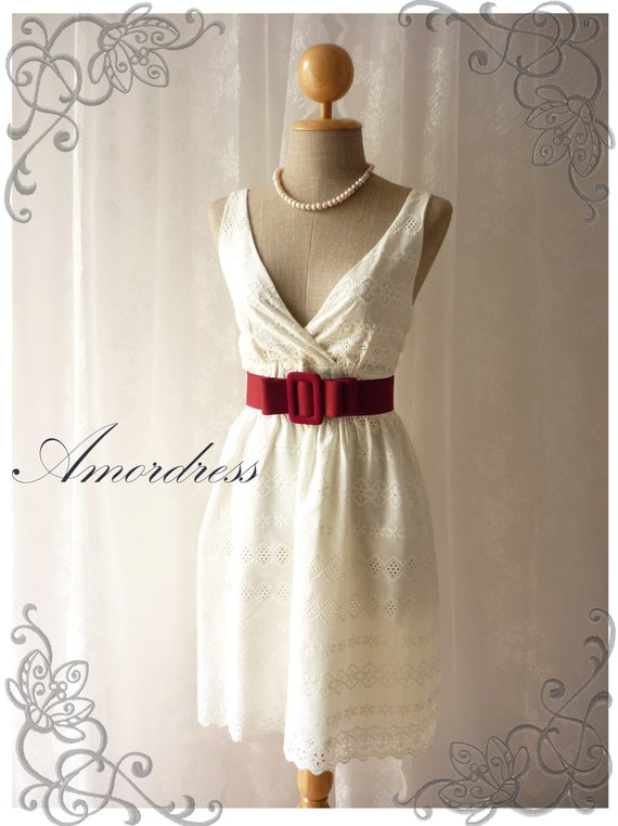 White Cream Lace Dress Vintage Inspired Dress Hobo Floral Lace
