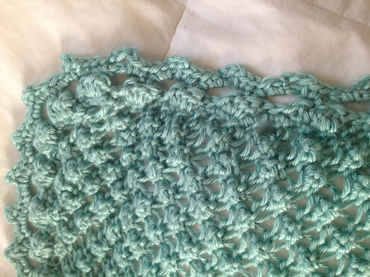 Hand Knit Baby Blanket in Popcorn stitch pattern with
