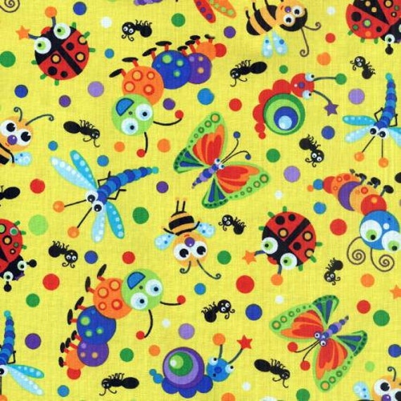 Fat Quarter Bee Fabric Bug Fabric Caterpillar Fabric