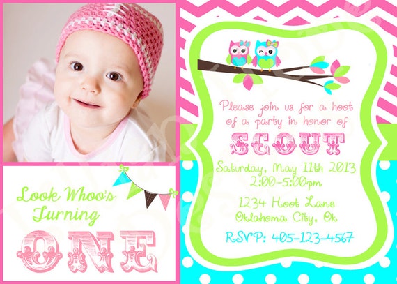Owl Birthday Invitation - Look Whoo's Turning - PRINTABLE Photo Invitation and Thank You Card - Owls