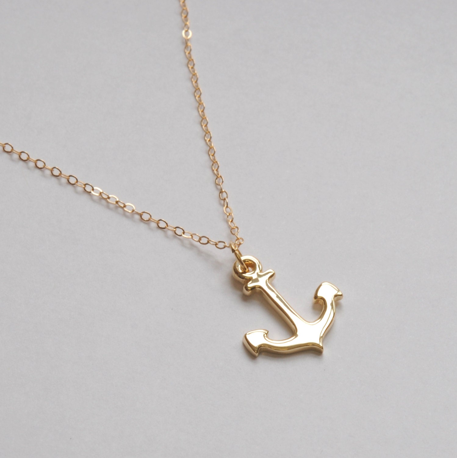 Solid 14K Gold Anchor Pendant Large NO CHAIN