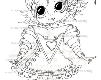 INSTANT DOWNLOAD Digital Digi Stamps Big Eye Big Head Dolls