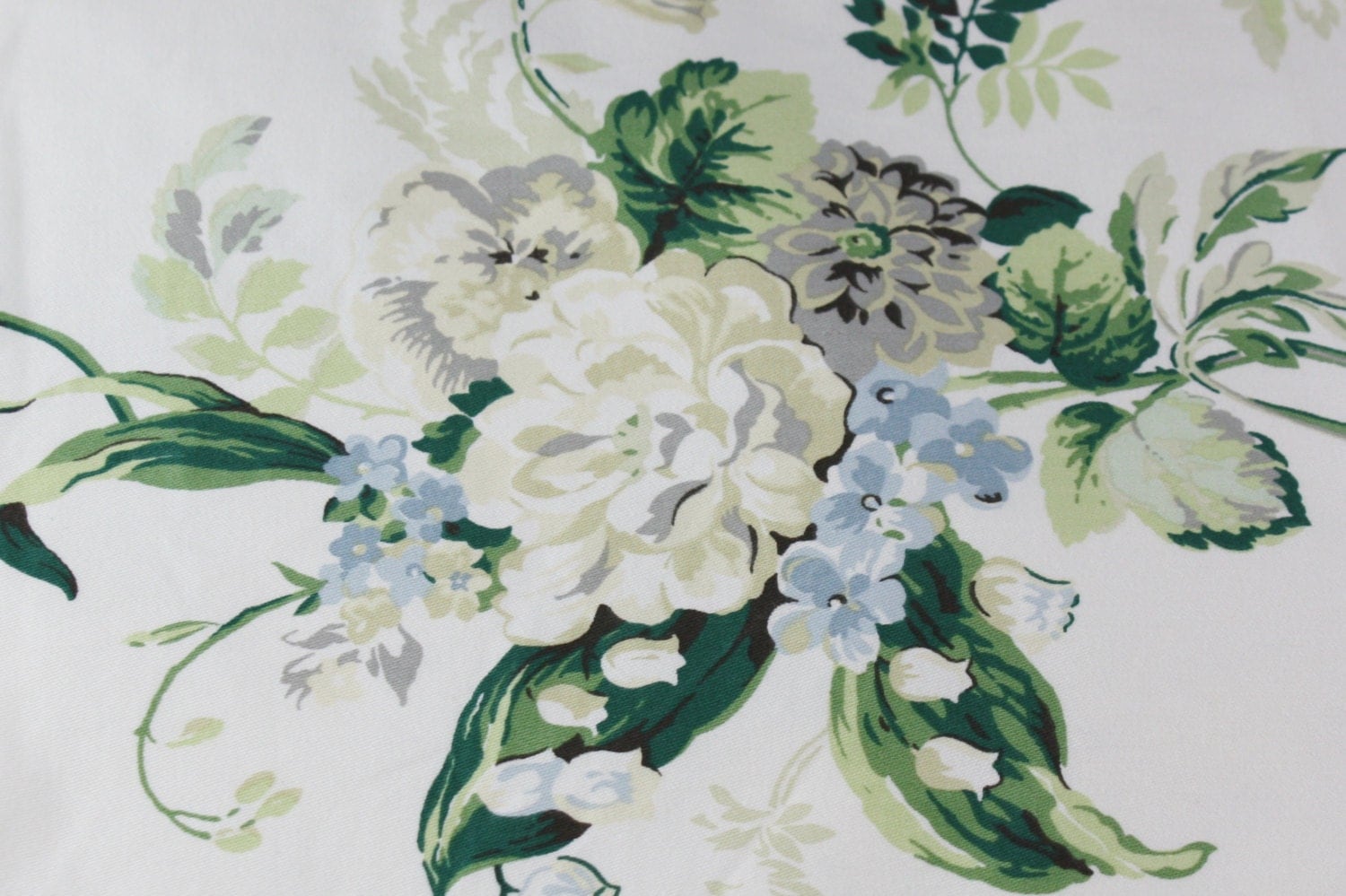 1991 Laura Ashley Floral Cotton Fabric Green