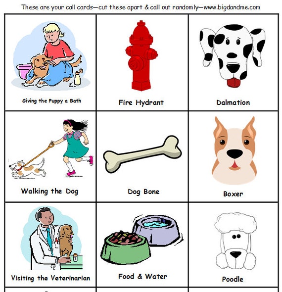 Puppy / Dog Bingo Printable 17 boards Perfect for a