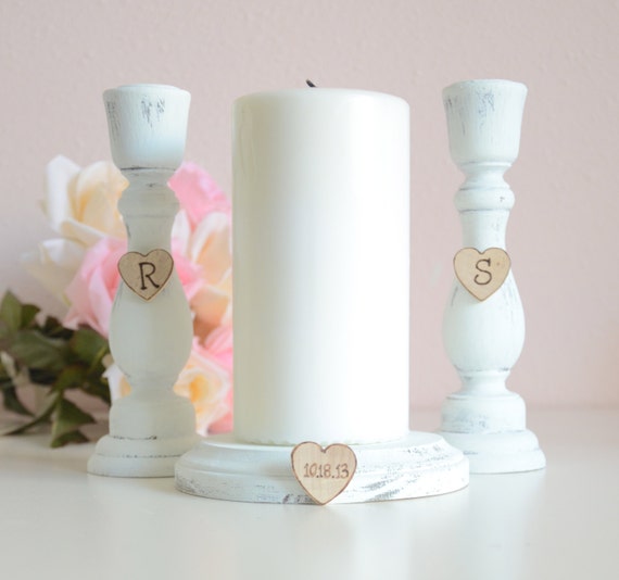 Set of 3 personalized wedding unity candle holders