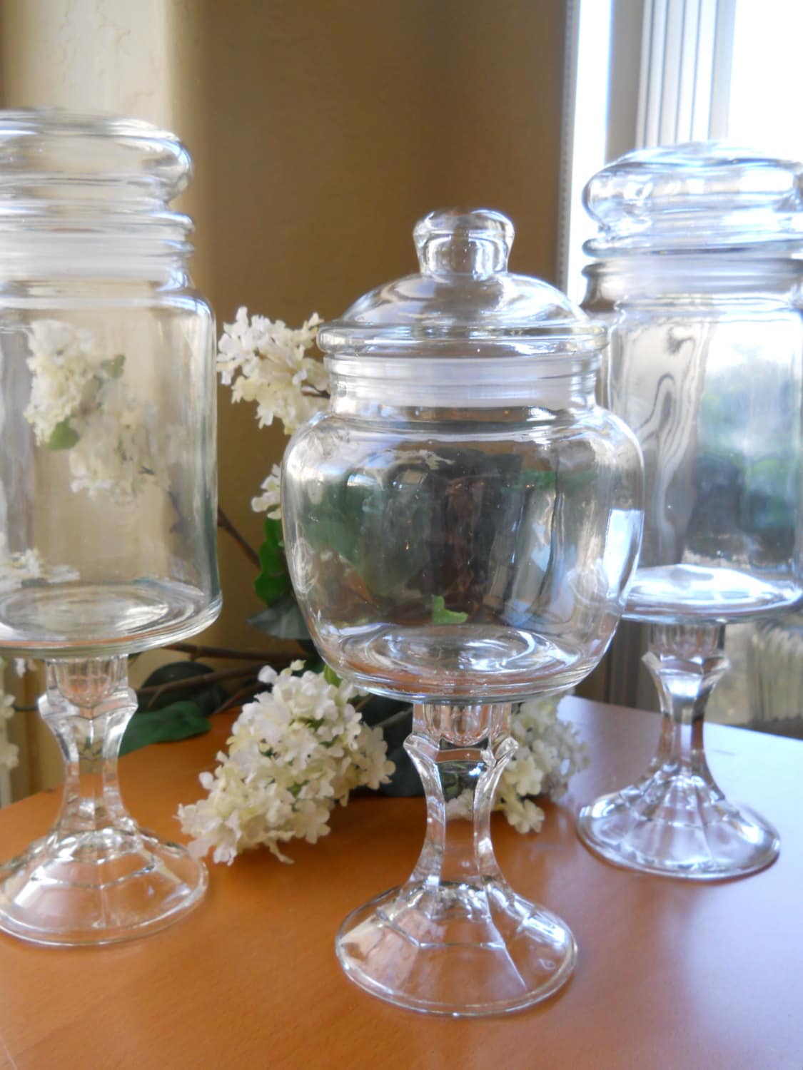 Apothecary Pedestal Candy Jars Wedding Candy Bar By Cyndalees