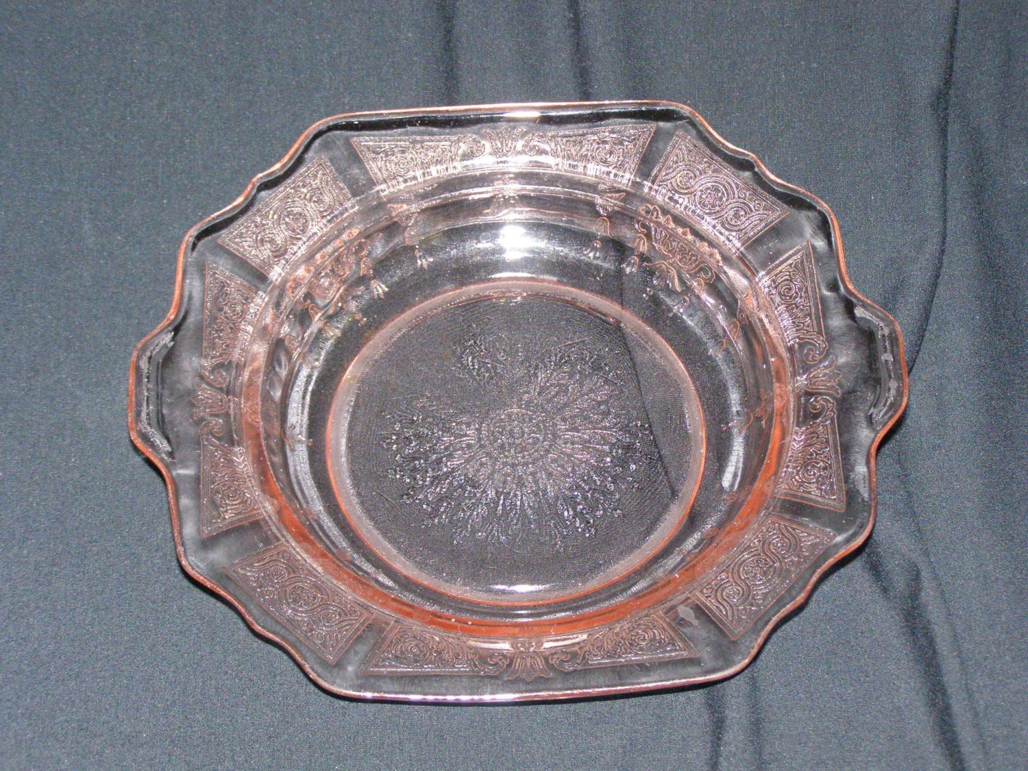 Vintage Pink Depression Glass Dish Princess Pattern Anchor