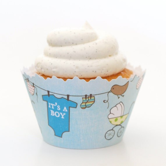 Its a Boy Baby ADJUSTABLE Cupcake Wrappers Set of 12 SW136
