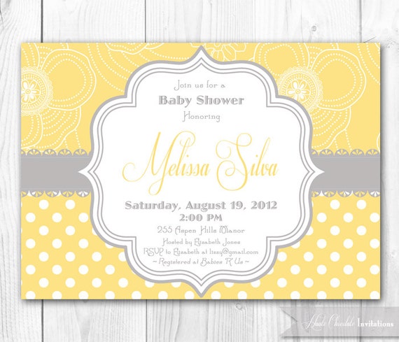 ... Yellow & Gray Shabby Chic. DIY Printable Baby Shower or Bridal Shower