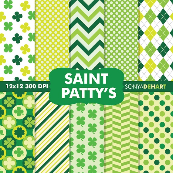 50% OFF SALE St. Patty's St. Paddys Day Saint Patrick's Day Digital Scrapbooking Printable Paper Pattern Pack Instant Download Il_570xn