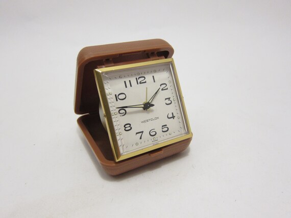 Vintage Tan Alarm Clock Vintage Westclox Travel Clock Portable