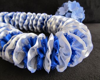 Hawaiian Ribbon Lei Blue and White