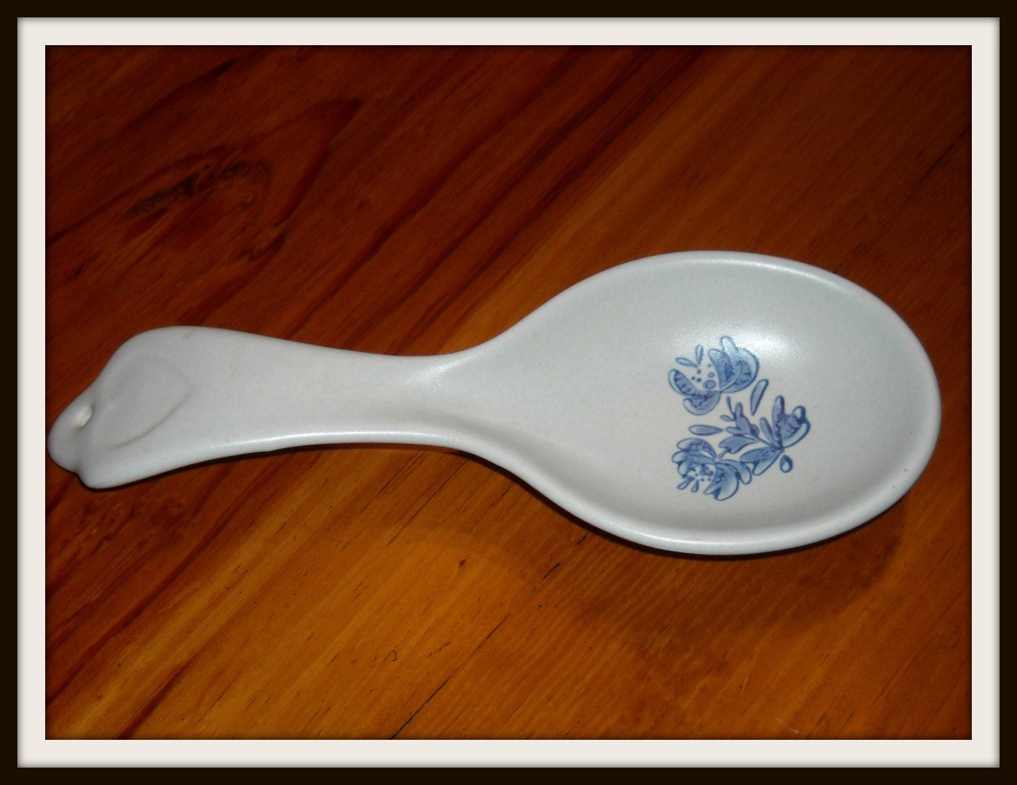 Vintage Pfaltzgraff YORKTOWNE Spoon Rest Blue Grey Floral