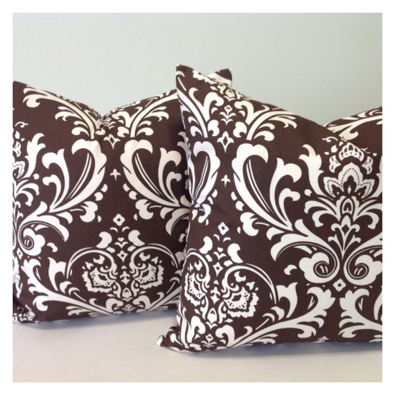 Brown Pillows. Euro Pillow Shams Two Decorative by DEKOWE