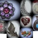 Special Listing For juliestephan Purple Brass Flower Pendant with Enamel Eand Crystals