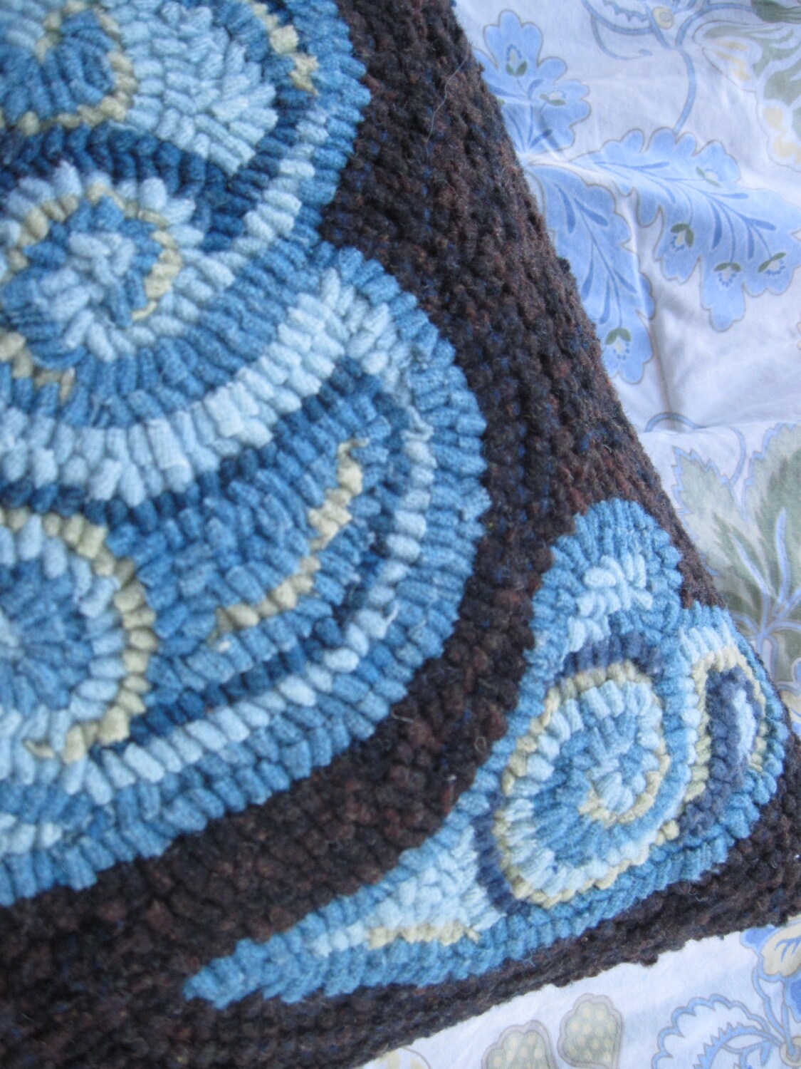 Hooked Rug Pillow Hearts & Chocolate in by ParrisHouseWoolWorks