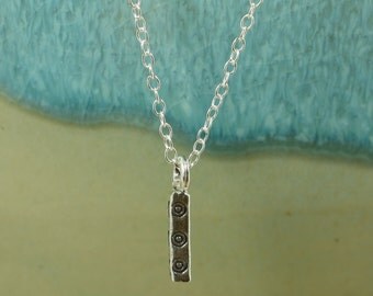 Sterling Silver Chain Necklace with Hill Tribe Silver Bar, Sterling Silver Necklace, Pendant Necklace, Bar Necklace