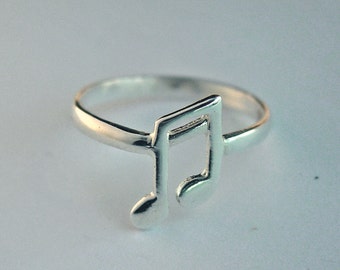 Musical note ring, MUSIC NOTE ring, music note jewelry custom engraving personalized ring, musicians gift, music note for her, I love music