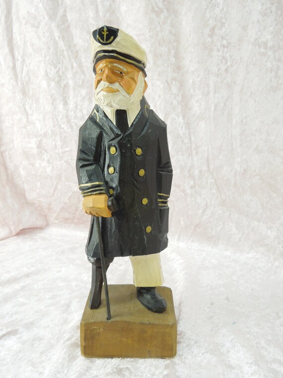 Vintage Hand Carved Wood Sea Ship Captain Peg Leg