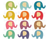woodgrain elephant clip art, clipart elephants, wood texture rainbow bright colors, cute images for invitations birthday baby shower 046