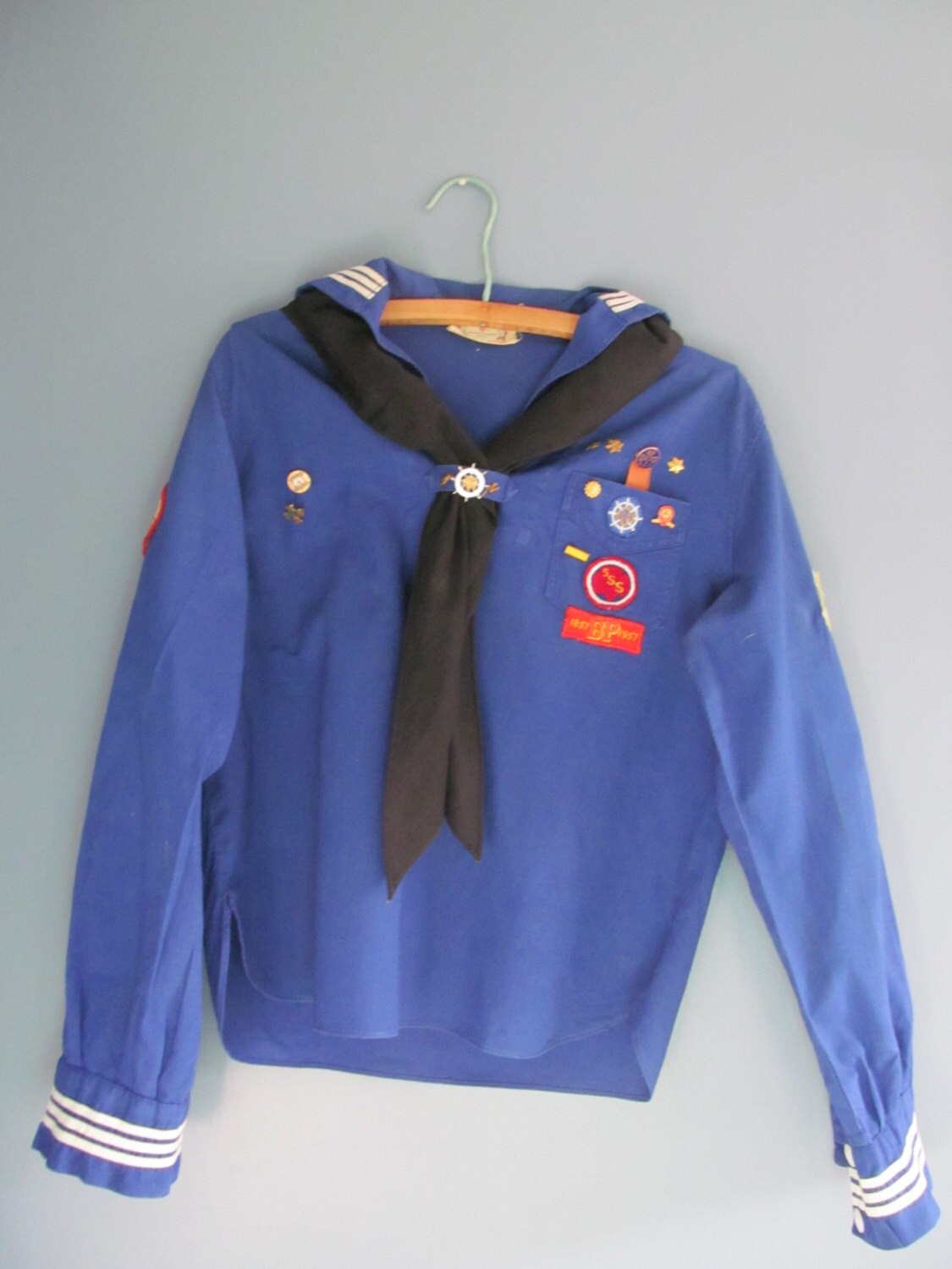REDUCED1950 Girl Scout Mariner Uniform Blouse by Mumscottage