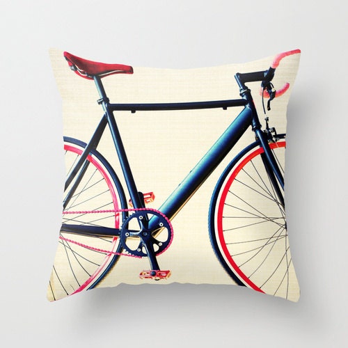 Black and Red Bycicle throw pillow