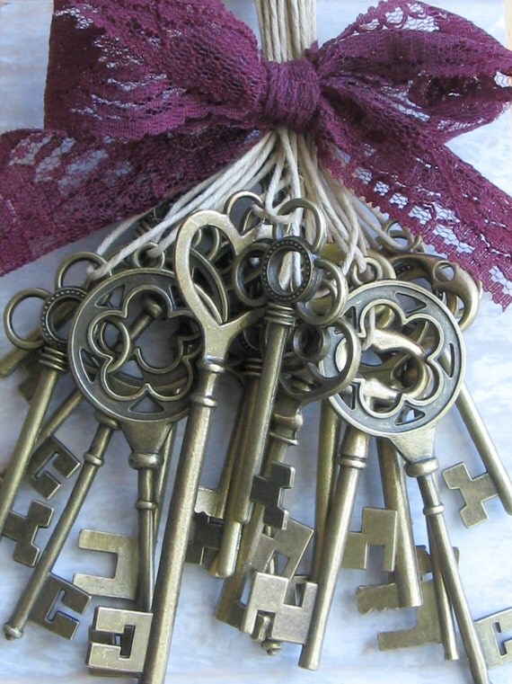 Skeleton key favors 24 skeleton key wedding favors gift tie