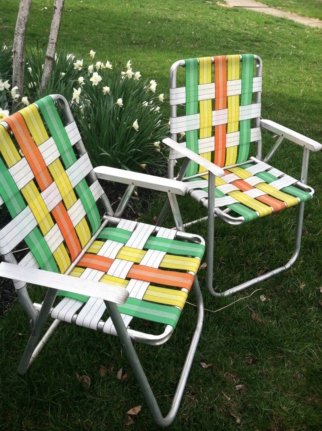 RESERVED Listing for D Retro Folding Lawn Chairs Set of 2