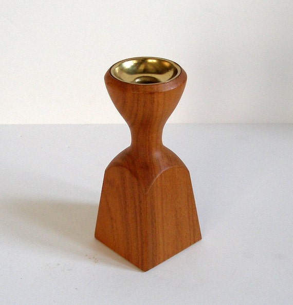Vintage DANSK IHQ Teak Candle Holder Danish Modern by FultonLane