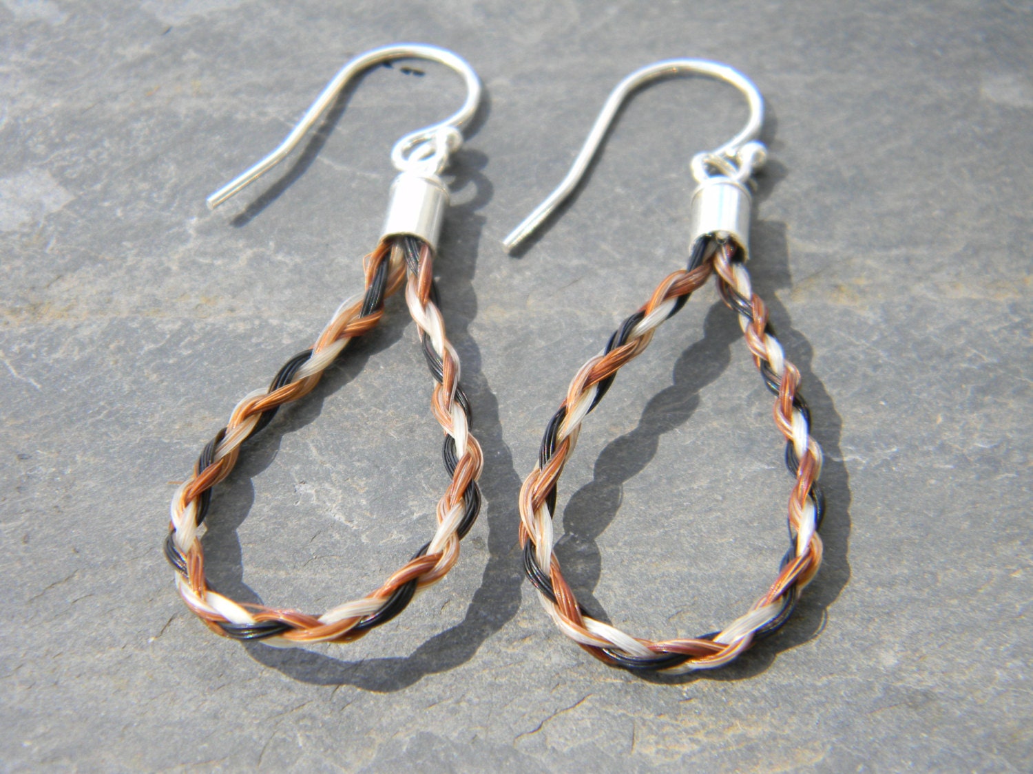 Small Sterling Loop HORSE HAIR Earrings