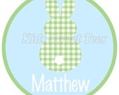 Green gingham bunny - personalized - digital image Il_170x135