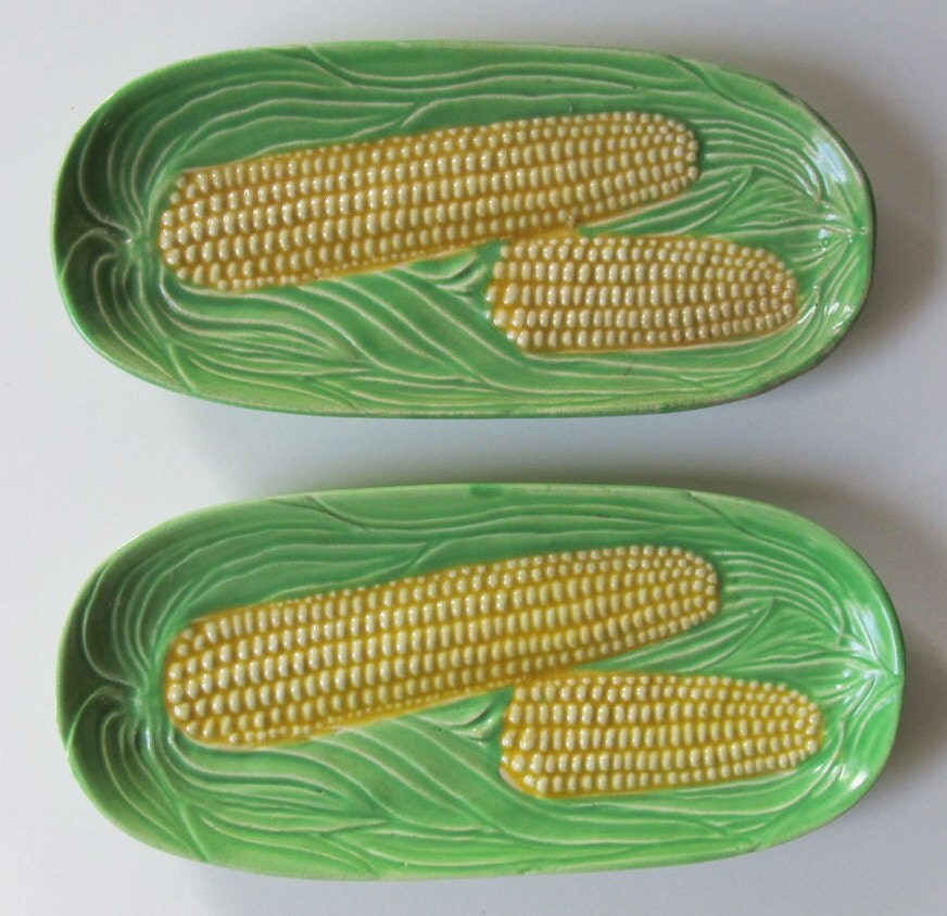 CORN 2 Lovely Vintage Made in Japan Embossed China Corn Side Dishes c ...