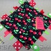 Baby Crinkle Tag Blanket Sensory Toy, Ribbons, Unisex, Black, Green, Red, Cherries, Hearts, Stars, Cool, Hip, Padded READY TO SHIP 99