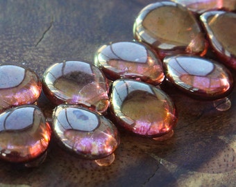 Rose Gold Topaz Luster Czech Glass Beads, 16mm Pear Shaped Drop - 10 pcs - e65491-1216