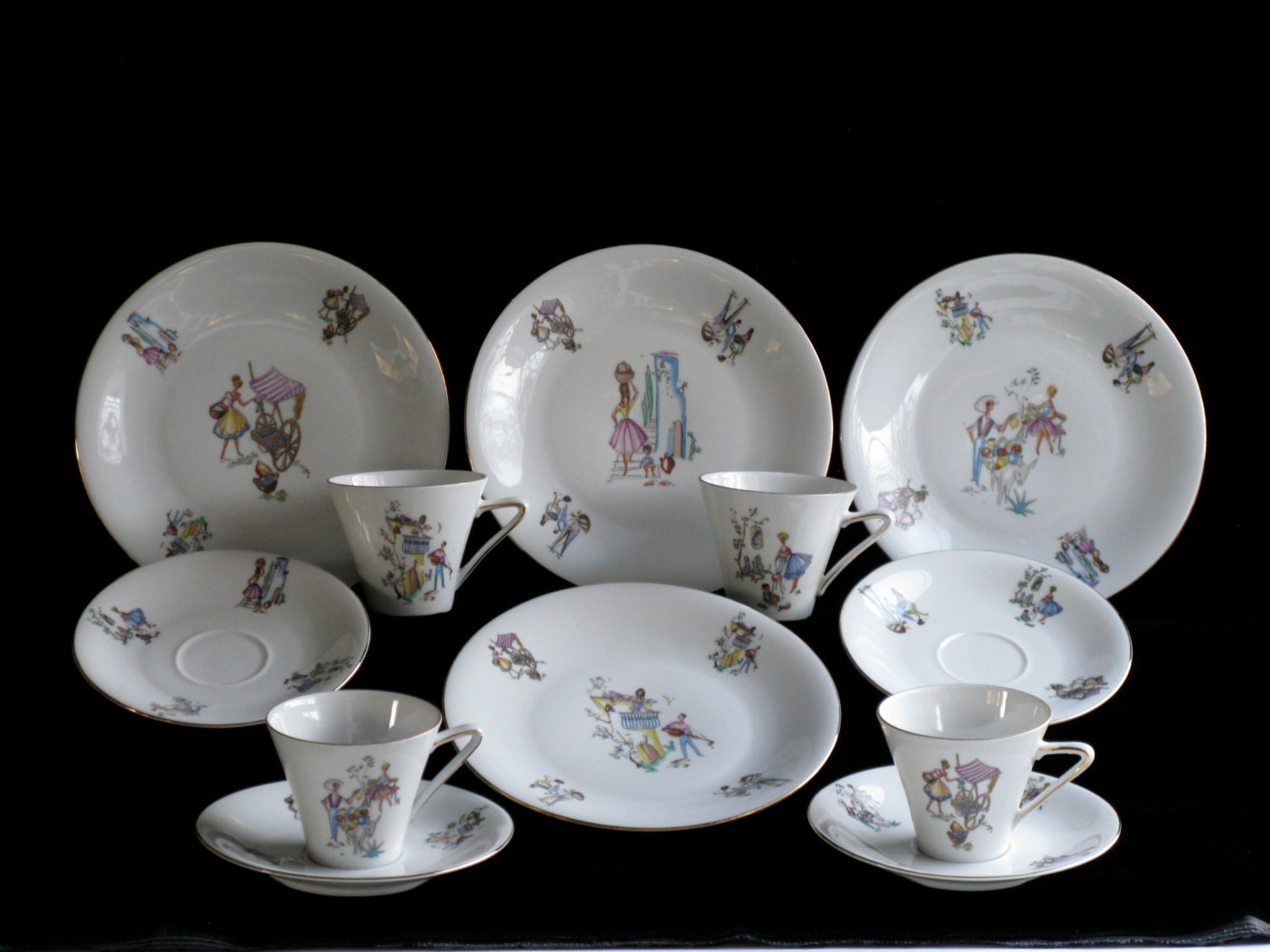 ART DECO LUNCHEON Dish Set/Vintage Dishes/Winterling Bavaria