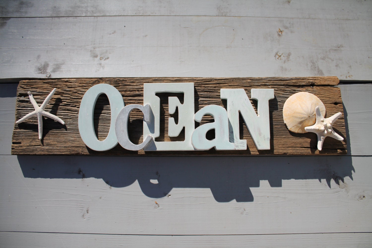 Ocean Word Sign/ Reclaimed Wood/Beach Art