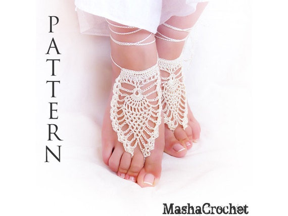 Barefoot sandal crochet pattern Pineapple motif (pdf file). Craft ...